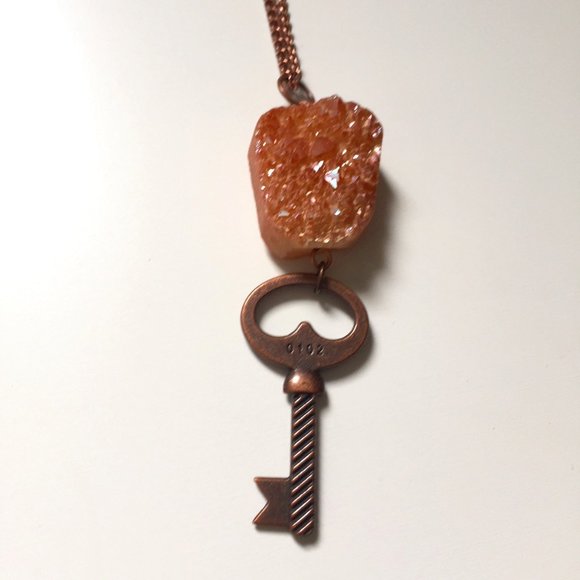 2 for $32 / Iridescent Druzy Key Necklace - Picture 1 of 5